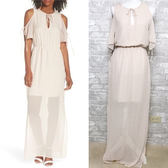 Charles Henry Dresses & Skirts - Charles Henry NWOT Cold Shoulder Dainty Dotted Print Maxi Dress Medium Petite